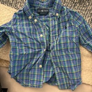 Ralph Lauren Classic Blue Green Plaid Button Down